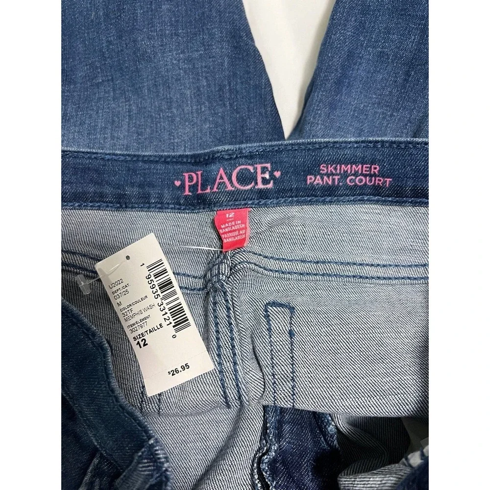 The Children's Place Skimmer Shorts Girls 12 Blue New Distressed Super Stretch